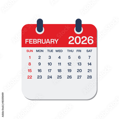 Calendar Year 2026, February, 2026