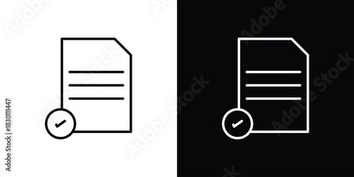 Accept document icon. Editable Vector symbols. Set of line icons on white background.