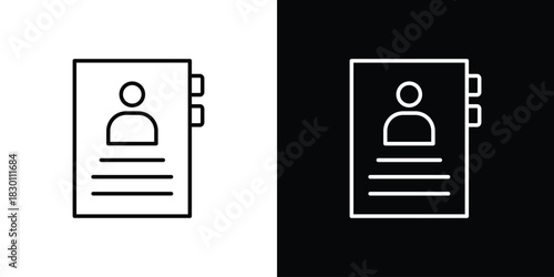 Address book icon. Editable Vector symbols. Set of line icons on white background.