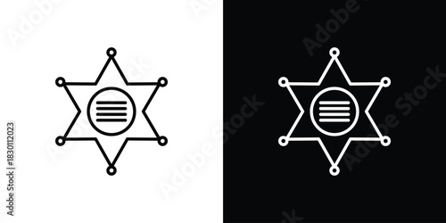 Badge Sheriff icon. Editable Vector symbols. Set of line icons on white background.