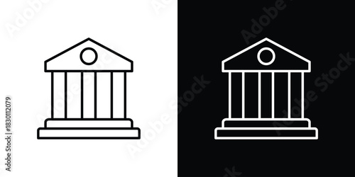 Bank icon. Editable Vector symbols. Set of line icons on white background.