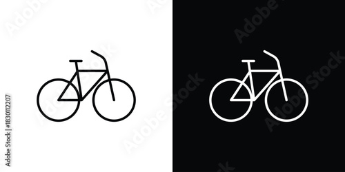 Biking mountain icon. Editable Vector symbols. Set of line icons on white background.