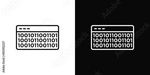 Binary code icon. Editable Vector symbols. Set of line icons on white background.