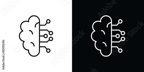 Brain circuit icon. Editable Vector symbols. Set of line icons on white background.
