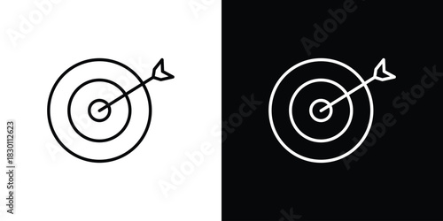 Bullseye icon. Editable Vector symbols. Set of line icons on white background.