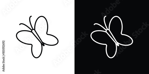 Butterfly icon. Editable Vector symbols. Set of line icons on white background.