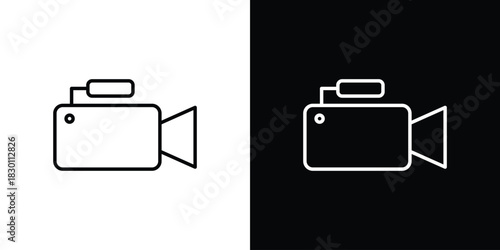 Camcorder icon. Editable Vector symbols. Set of line icons on white background.