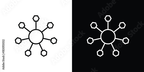 Chart connected icon. Editable Vector symbols. Set of line icons on white background.