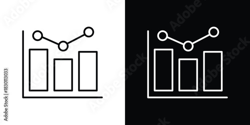 Chart histogram icon. Editable Vector symbols. Set of line icons on white background.