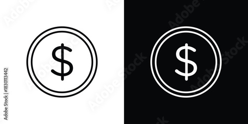 Coin icon. Editable Vector symbols. Set of line icons on white background.