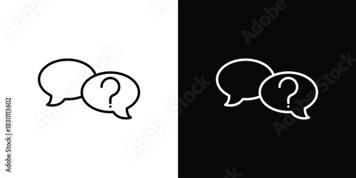 Comment question icon. Editable Vector symbols. Set of line icons on white background.