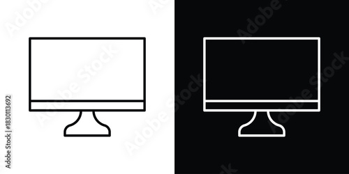 Computer screen icon. Editable Vector symbols. Set of line icons on white background.