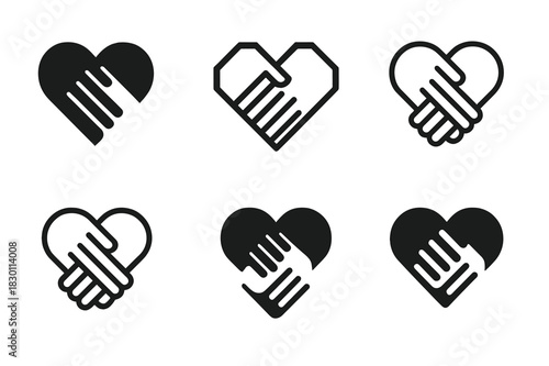 Love and Bonding Logos. Love and bonding through shared responsibilities (family, work). Icon set. Set Logo of love and bonding through shared