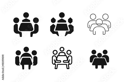 Memory Logo Icons. Creating memories with friends and family. Icon set. Set Logo of creating memories with friends and family: dinner table. harmonious logo