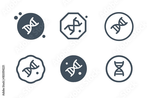 Regenerative Life Icons. life extension through cellular regeneration. Icon set. Set Logo of life extension through cellular regeneration: DNA strand within
