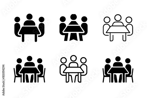 Memory Logo Icons. Creating memories with friends and family. Icon set. Set Logo of creating memories with friends and family: dinner table. harmonious logo