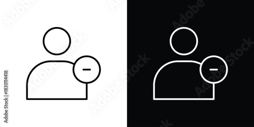 Delete user icon. Editable Vector symbols. Set of line icons on white background.