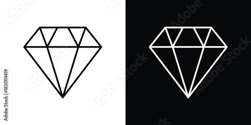 Diamond icon. Editable Vector symbols. Set of line icons on white background.