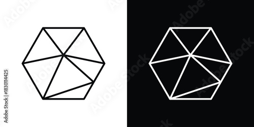 Dice d20 icon. Editable Vector symbols. Set of line icons on white background.