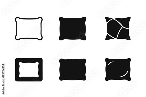 Pillowcase Logo Collection. pillowcase. Icon set. Set Logo of pillowcase: soft pillow outline. harmonious logo variations of the same emblematic concept, each