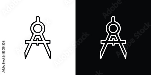 Drafting compass icon. Editable Vector symbols. Set of line icons on white background.