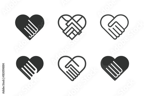 Love and Bonding Logos. Love and bonding through shared responsibilities (family, work). Icon set. Set Logo of love and bonding through shared