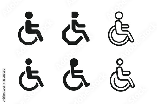 Accessible Medical Icons. accessible medical icons set. Icon set. Set Logo of accessible medical icons set: wheelchair accessibility. harmonious logo