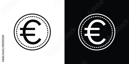 Euro icon. Editable Vector symbols. Set of line icons on white background.