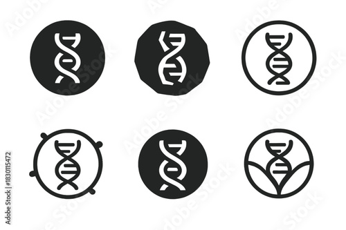 Regenerative Life Icons. life extension through cellular regeneration. Icon set. Set Logo of life extension through cellular regeneration: DNA strand within