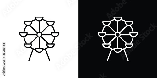 Ferris wheel icon. Editable Vector symbols. Set of line icons on white background.