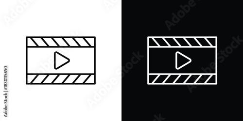 Film icon. Editable Vector symbols. Set of line icons on white background.