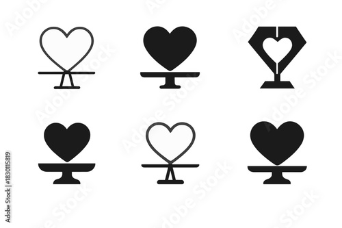 Balanced Life Icons. Preventing Burnout and Work-Life Balance. Icon set. Set Logo of Preventing Burnout and Work-Life Balance: heart balanced on scale.