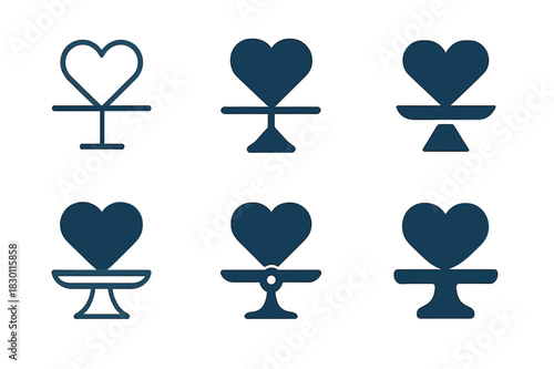 Balanced Life Icons. Preventing Burnout and Work-Life Balance. Icon set. Set Logo of Preventing Burnout and Work-Life Balance: heart balanced on scale.