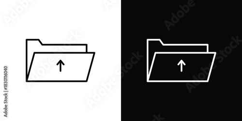 Folder upload icon. Editable Vector symbols. Set of line icons on white background.
