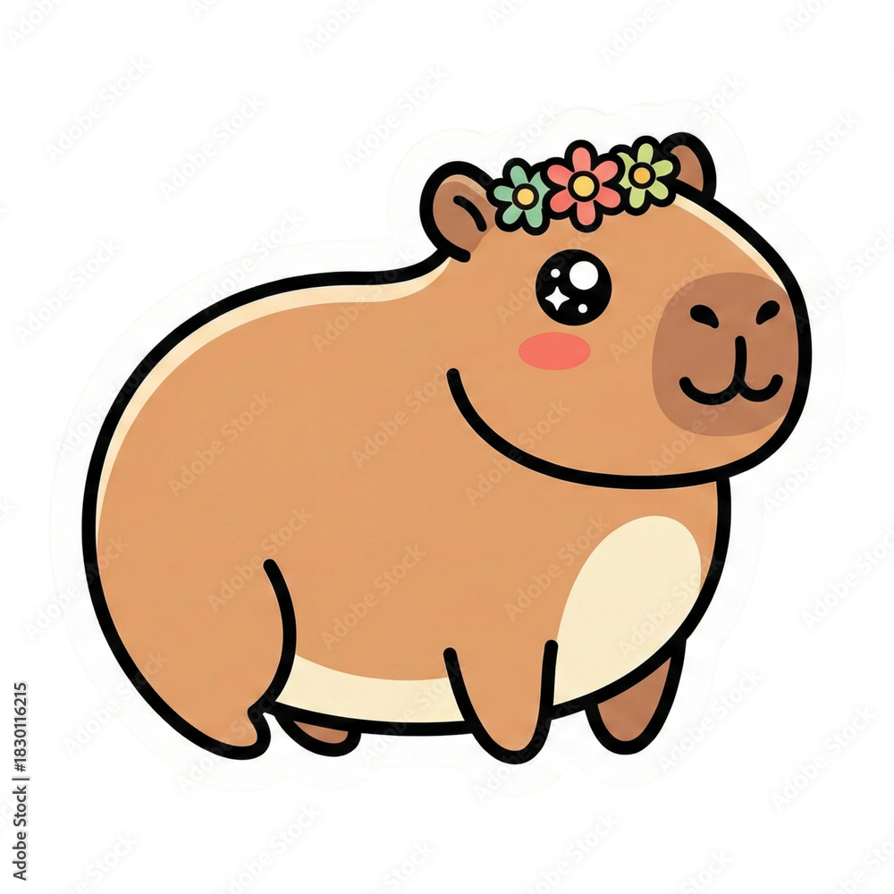 Fototapeta premium Cute Kawaii Safari Animal Vector Illustration Sticker