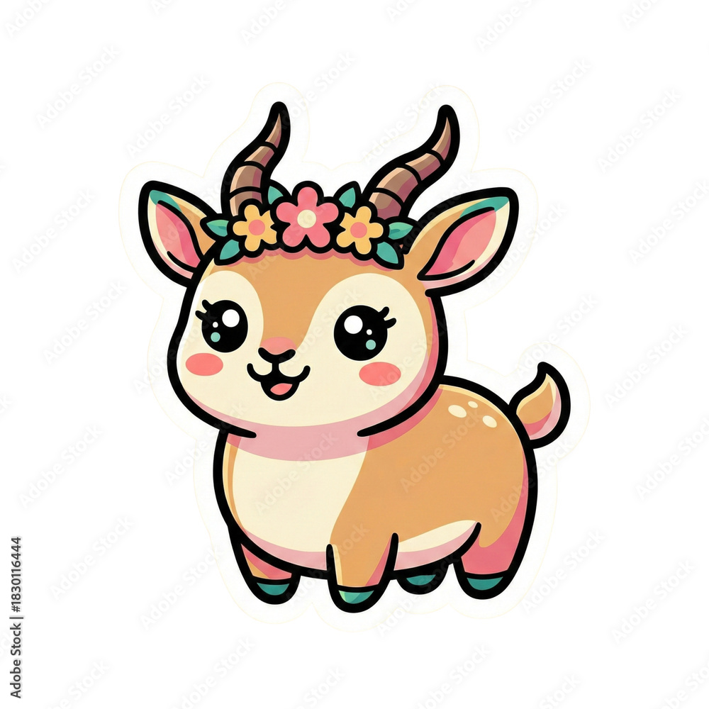Obraz premium Cute Kawaii Safari Animal Vector Illustration Sticker
