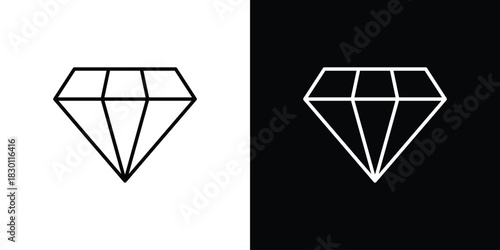 Gem icon. Editable Vector symbols. Set of line icons on white background.