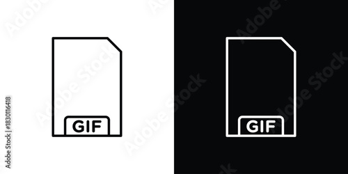Gif icon. Editable Vector symbols. Set of line icons on white background.