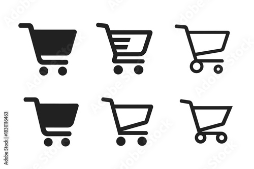 Cart Logo Variations. Cart. Icon set. Set Logo of cart: online shopping cart. harmonious logo variations of the same emblematic concept, each with different