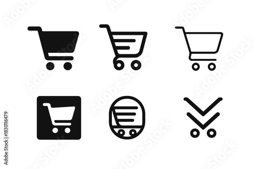 Cart Logo Variations. Cart. Icon set. Set Logo of cart: online shopping cart. harmonious logo variations of the same emblematic concept, each with different