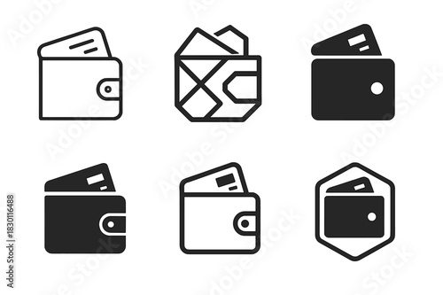Cashless Payment Icons. Cashless payment setup. Icon set. Set Logo of cashless payment: digital wallet icon. harmonious logo variations of the same emblematic