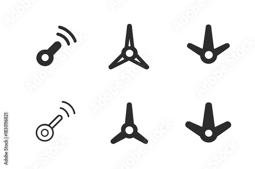 Clock Hands Icons. Clock hands. Icon set. Set Logo of Clock hands: Alarm clock hands motion. harmonious logo variations of the same emblematic