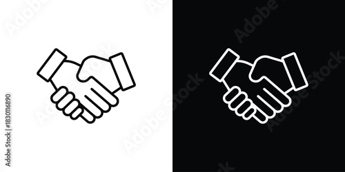 Handshake icon. Editable Vector symbols. Set of line icons on white background.