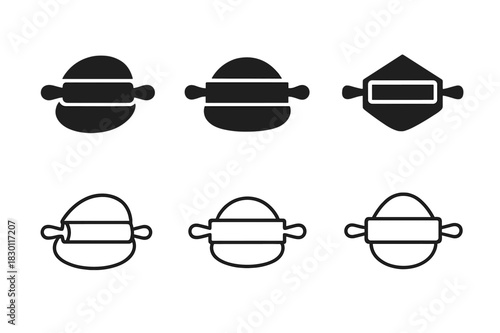 Cooking Techniques Logos. Cooking techniques. Icon set. Set Logo of cooking techniques: rolling pin and dough. harmonious logo variations of the same