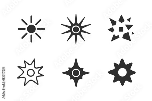 Cosmology Logo Variations. The study of the universe's age and expansion. Icon set. Set Logo of cosmology: Big Bang explosion. harmonious logo variations of
