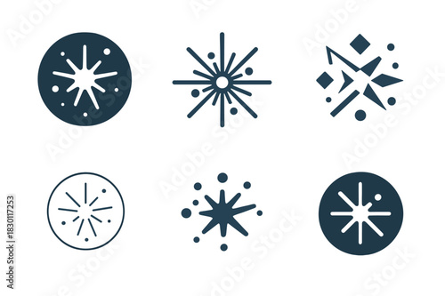 Cosmology Logo Variations. The study of the universe's age and expansion. Icon set. Set Logo of cosmology: Big Bang explosion. harmonious logo variations of