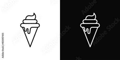 Ice cream icon. Editable Vector symbols. Set of line icons on white background.