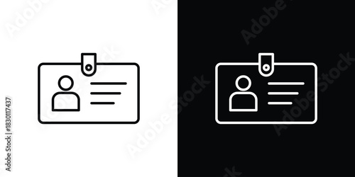 ID badge icon. Editable Vector symbols. Set of line icons on white background.