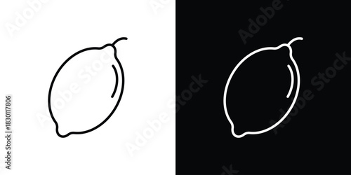 Lemon icon. Editable Vector symbols. Set of line icons on white background.