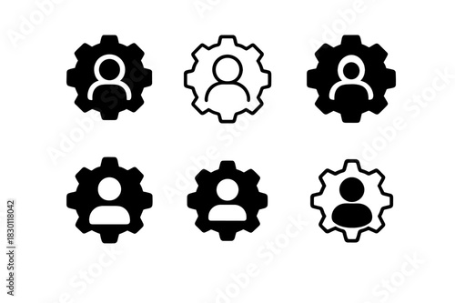 E-commerce Logo Variations. Personalized e-commerce. Icon set. Set Logo of Personalized e-commerce: User preferences gear. harmonious logo variations of the